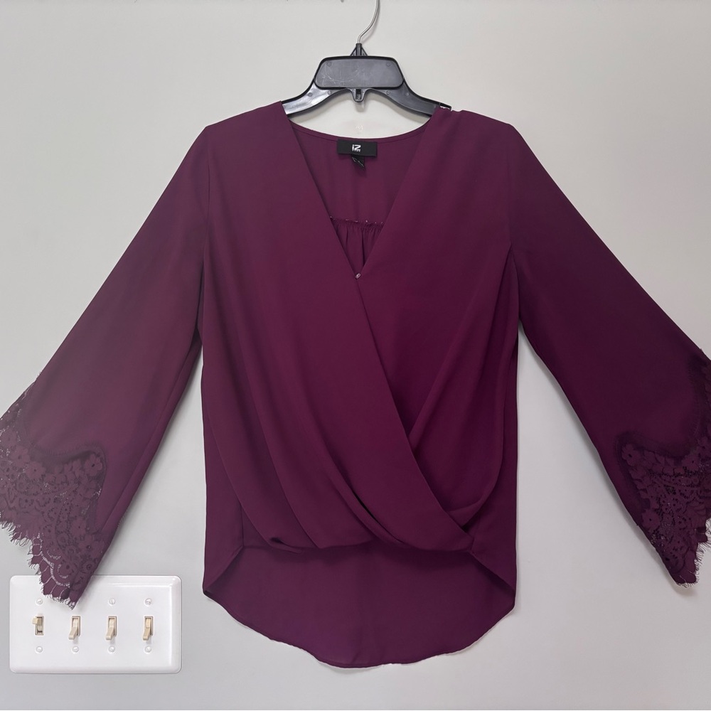 Women's Purple Lace Wrap Top